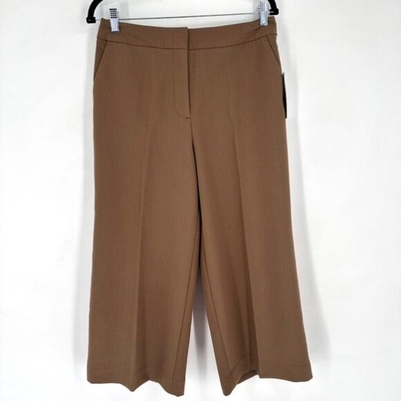Worthington NWT Women’s Wide Leg Cropped Trouser Pants Size 8 Hi Rise Brown - Picture 2 of 12